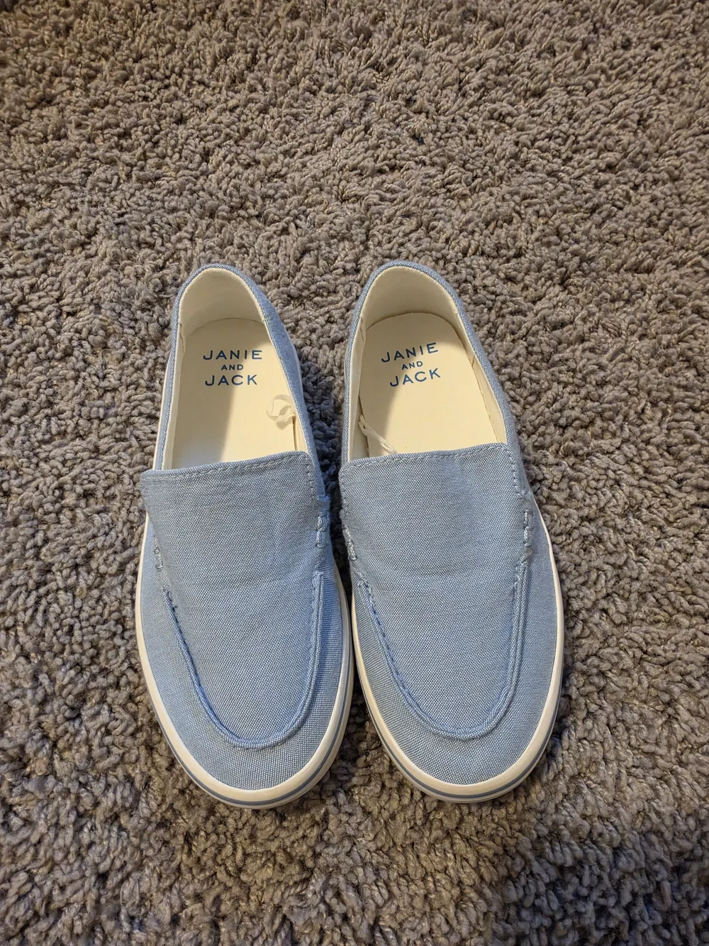 Janie and Jack Light Blue Canvas Slip-On Moccasins